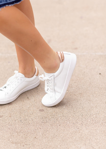 Keds White + Rose Gold Leather Sneaker - FINAL SALE Shoes