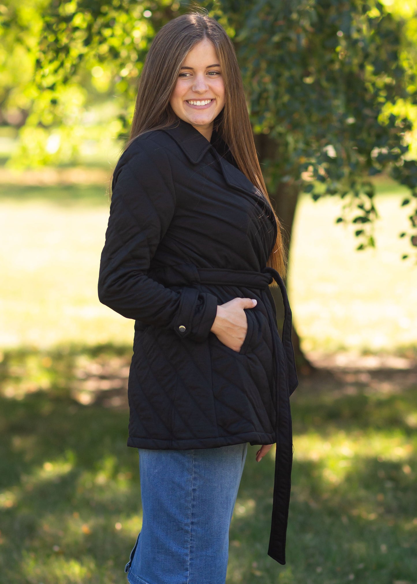 Kennedy Black Quilted Jacket Tops