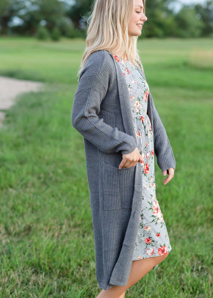 Knit Charcoal Long Cardigan - FINAL SALE Layering Essentials