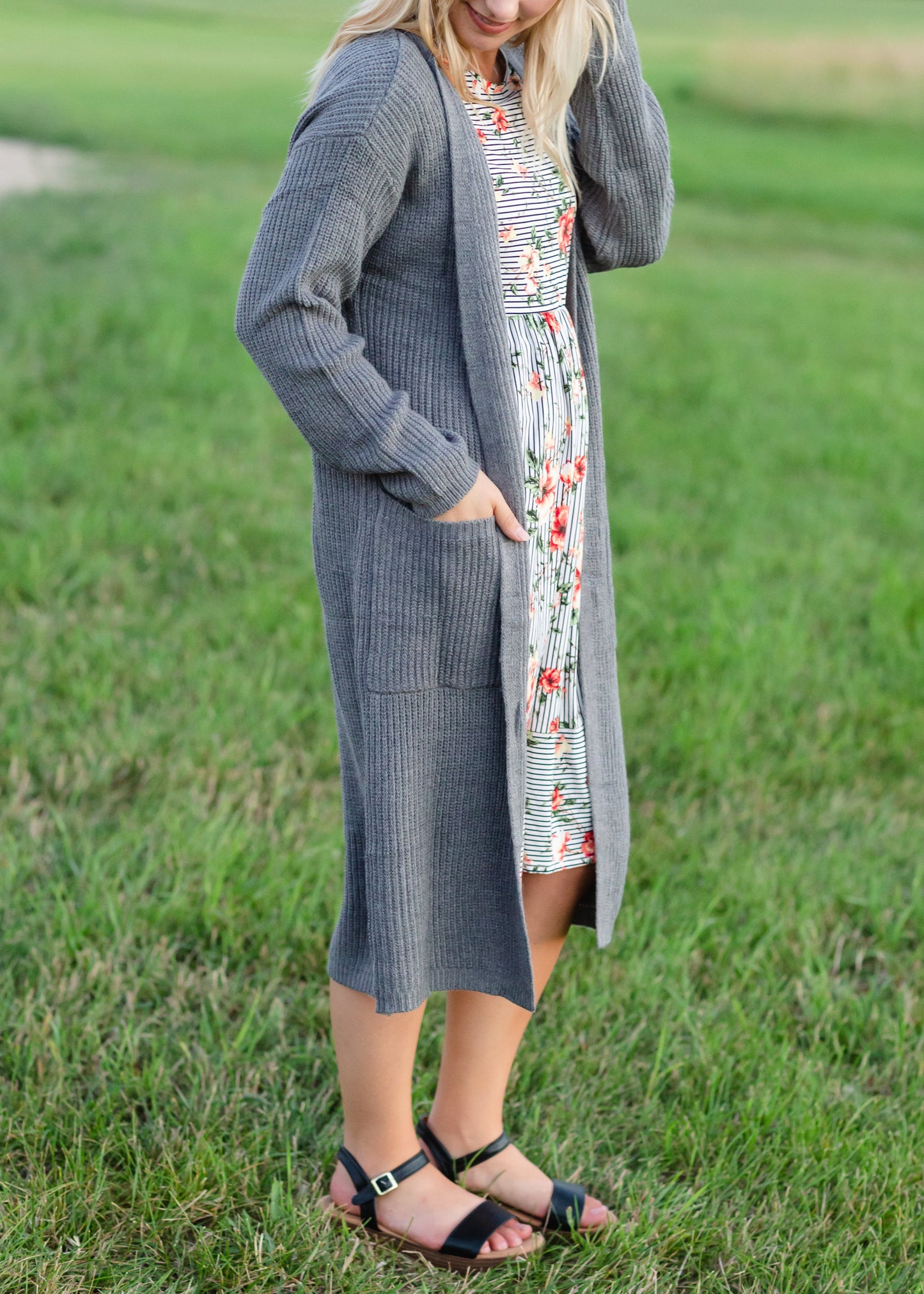 Knit Charcoal Long Cardigan - FINAL SALE Layering Essentials