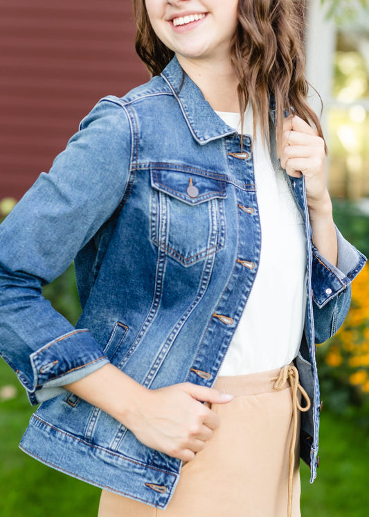 Kut Medium Wash Boyfriend Denim Jacket - FINAL SALE Tops