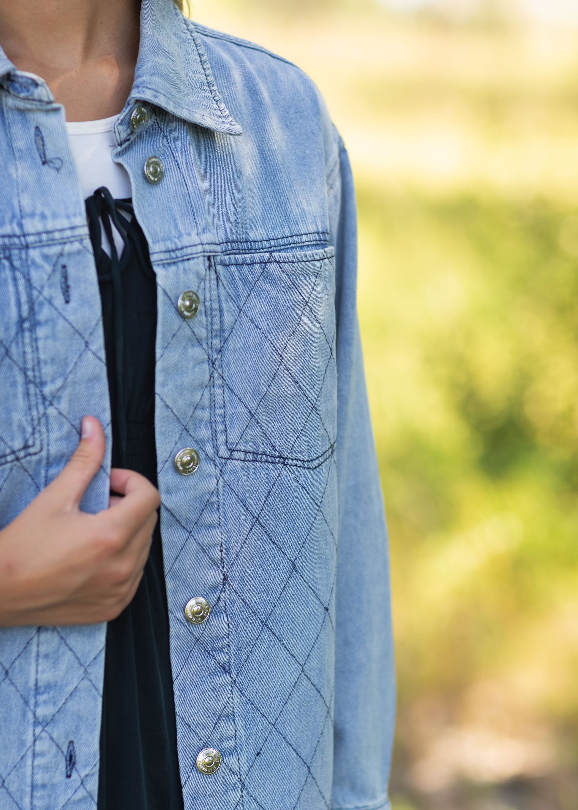 Lennon Denim Button Up Shacket Tops