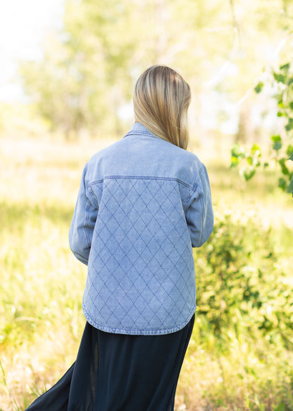 Lennon Denim Button Up Shacket Tops