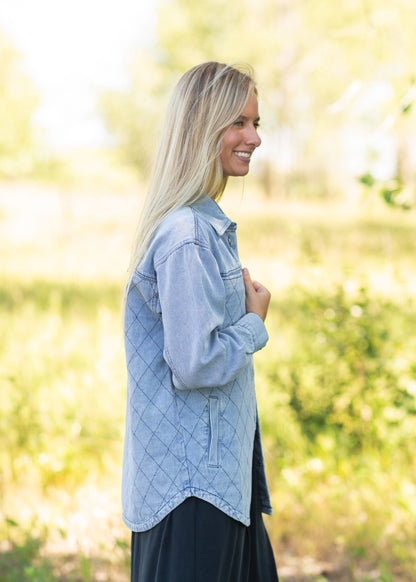 Lennon Denim Button Up Shacket Tops