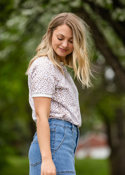 Leopard Print Crew Neck Tee - FINAL SALE Tops