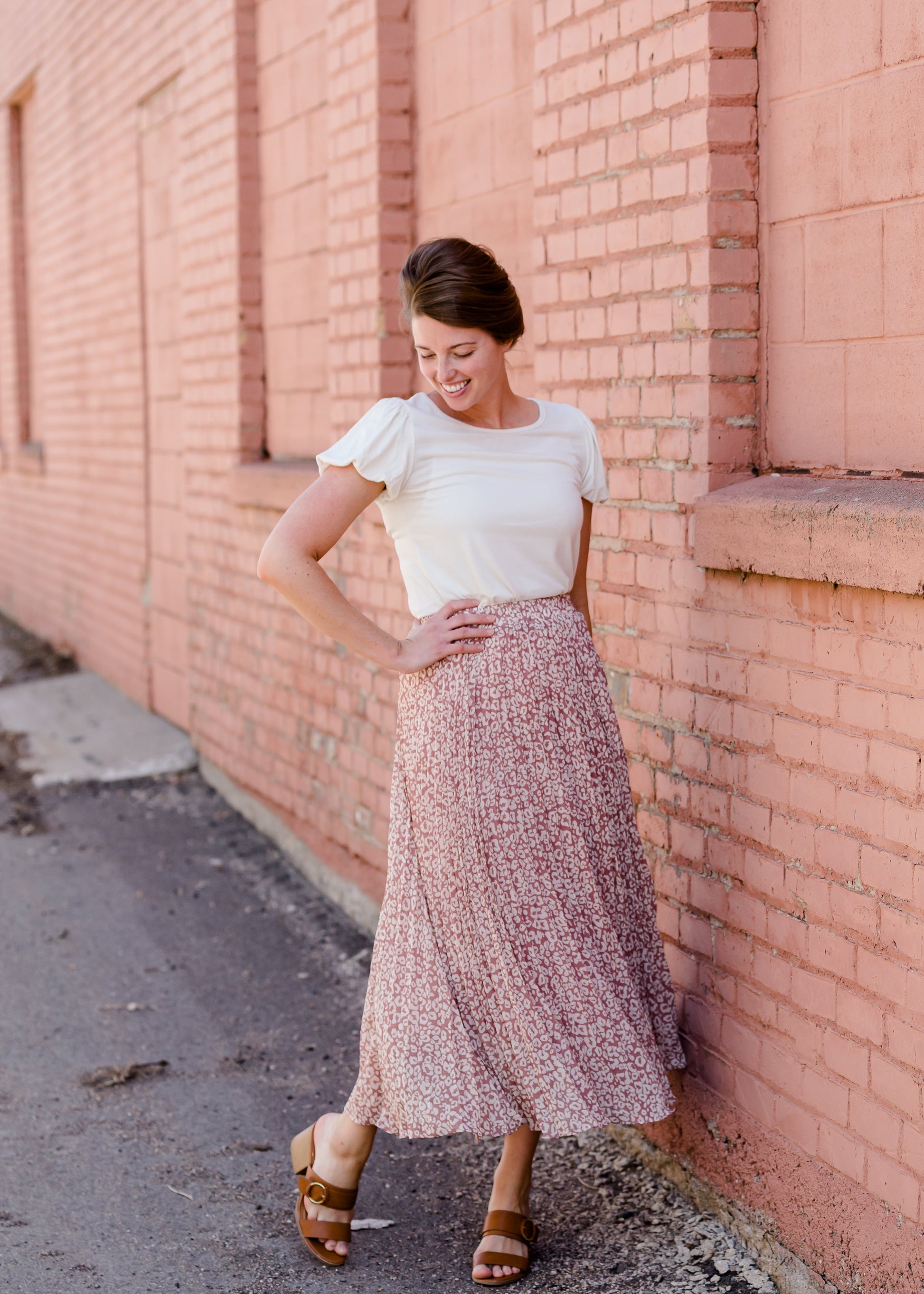 Leopard Print Pleated Midi Skirt - FINAL SALE Skirts