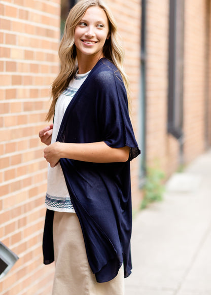 Lightweight Knit Cardigan Tops Navy / S