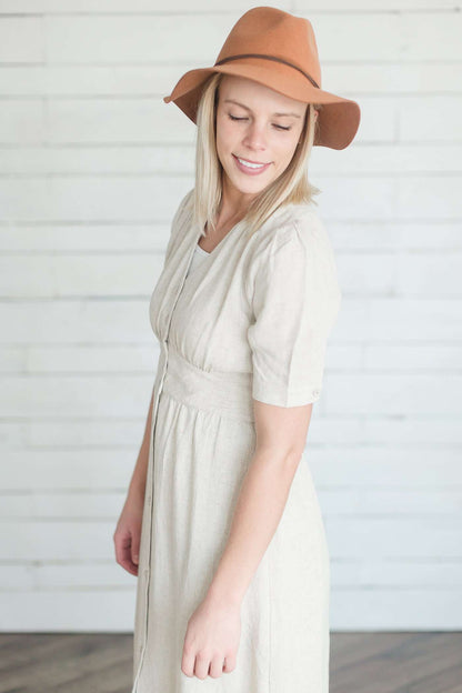 Linen Button Midi Dress Dresses