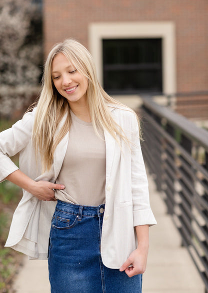 Linen Striped Blazer - FINAL SALE Tops