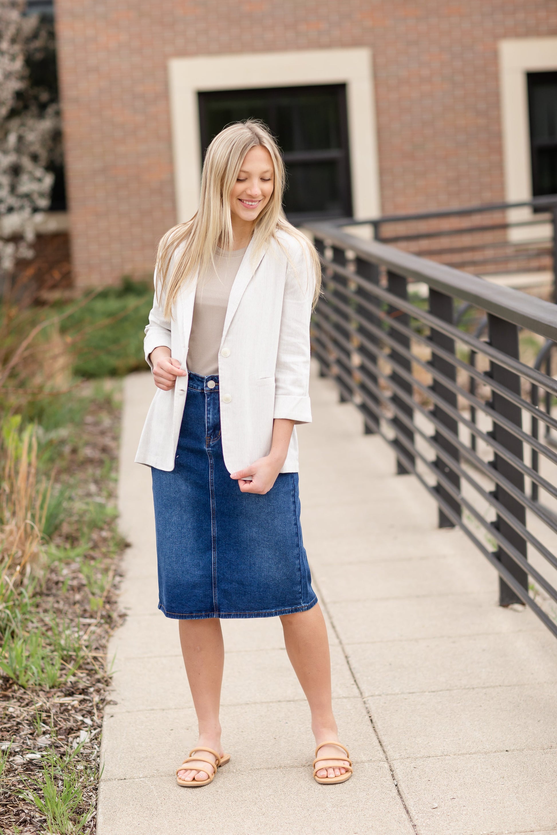 Linen Striped Blazer - FINAL SALE Tops