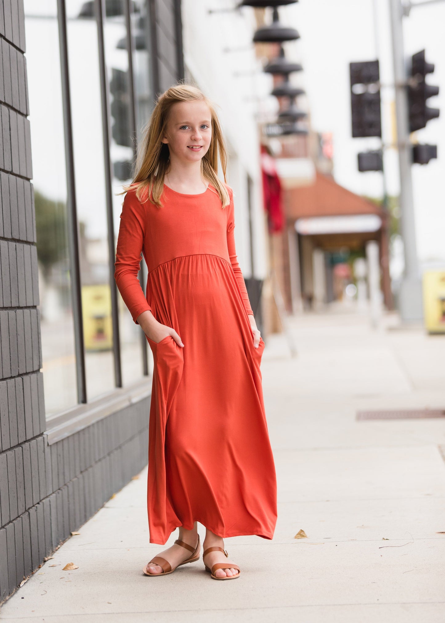 Long Sleeve Rust Maxi Dress Dresses