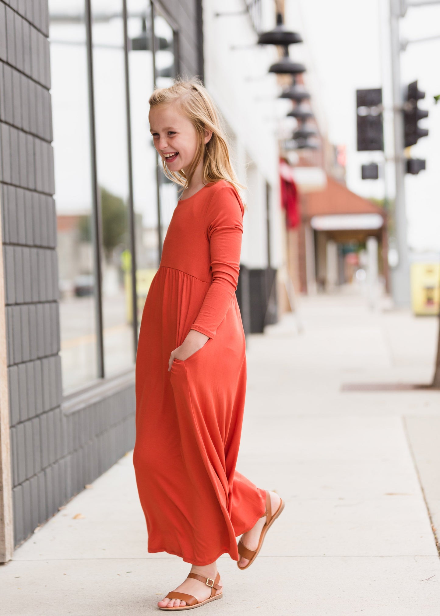 Long Sleeve Rust Maxi Dress Dresses