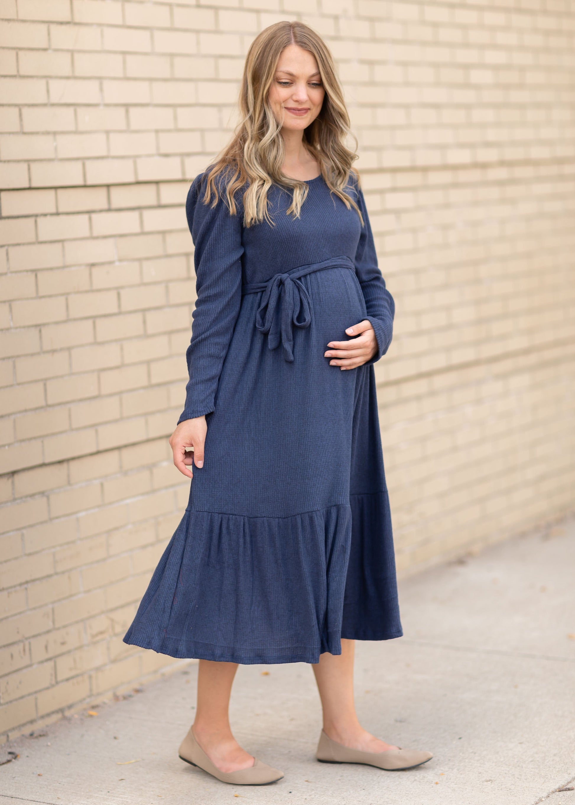 Long Sleeve Tiered Midi Dress Dresses