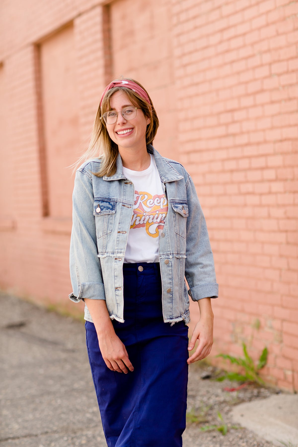 women's modest light denim distressed jean jacket