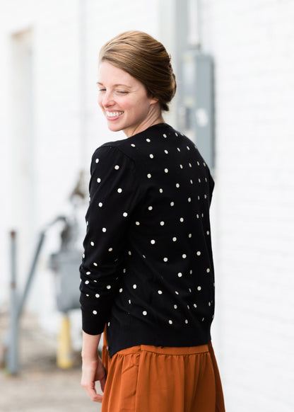 Luxe Crew Neck Polka Dot Sweater - FINAL SALE Tops