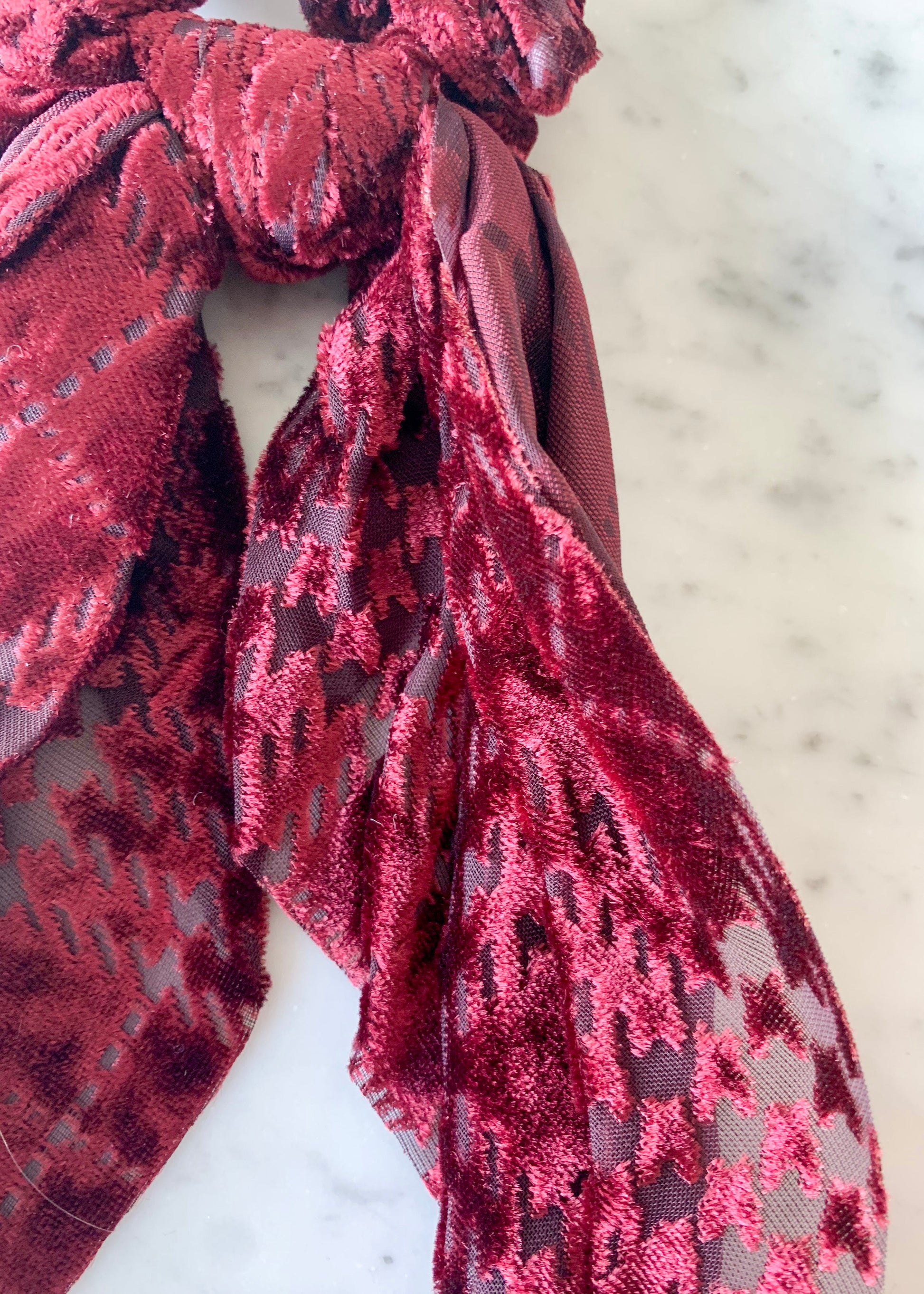 Maroon Plaid Velvet Scarf Scrunchie - FINAL SALE Accessories