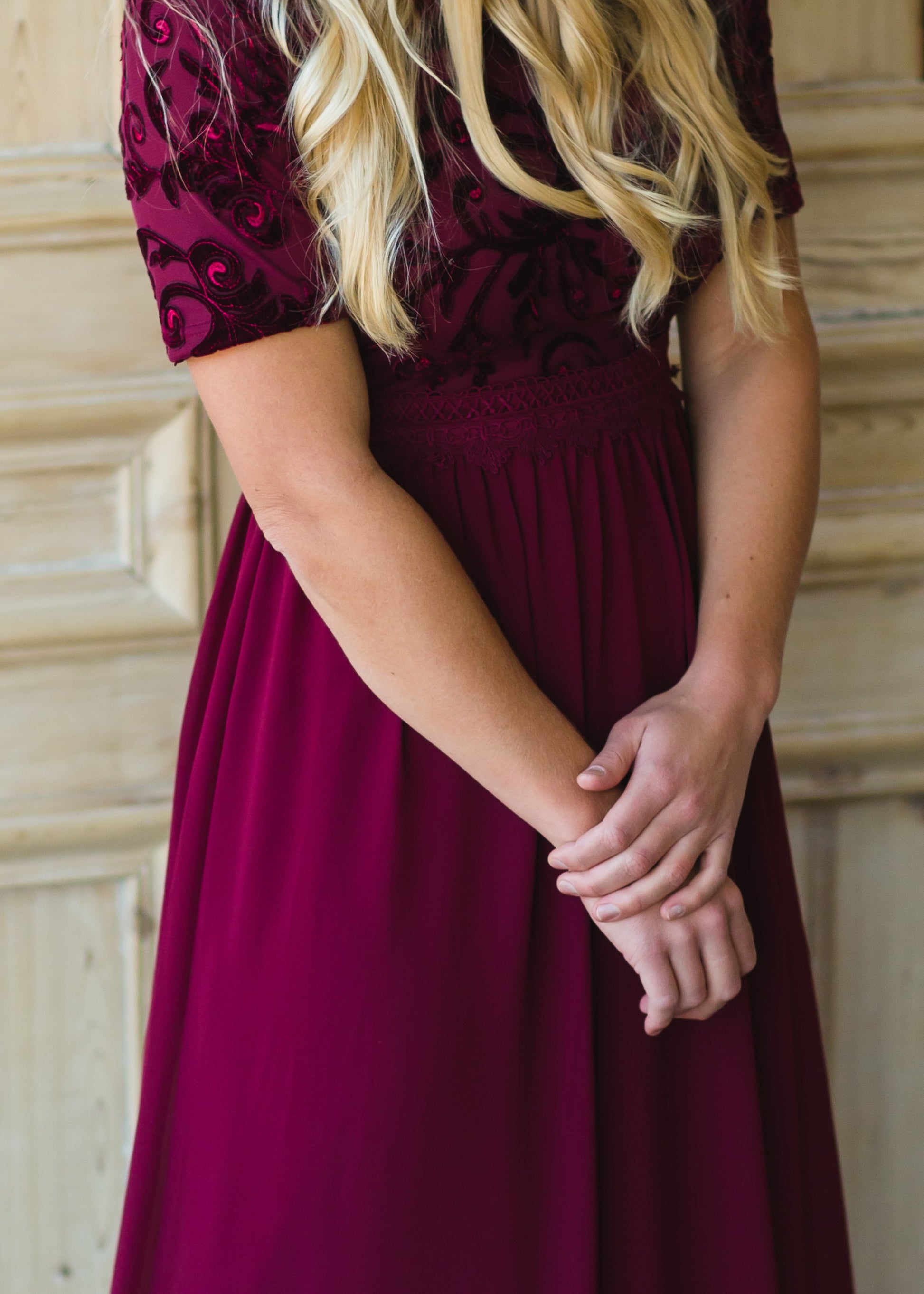 Maroon Velvet Lace Maxi Dress - FINAL SALE Dresses