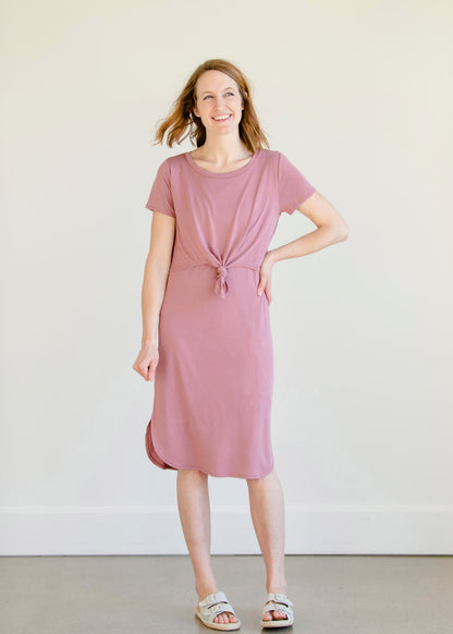 Mauve Front Knot Midi Dress - FINAL SALE Dresses