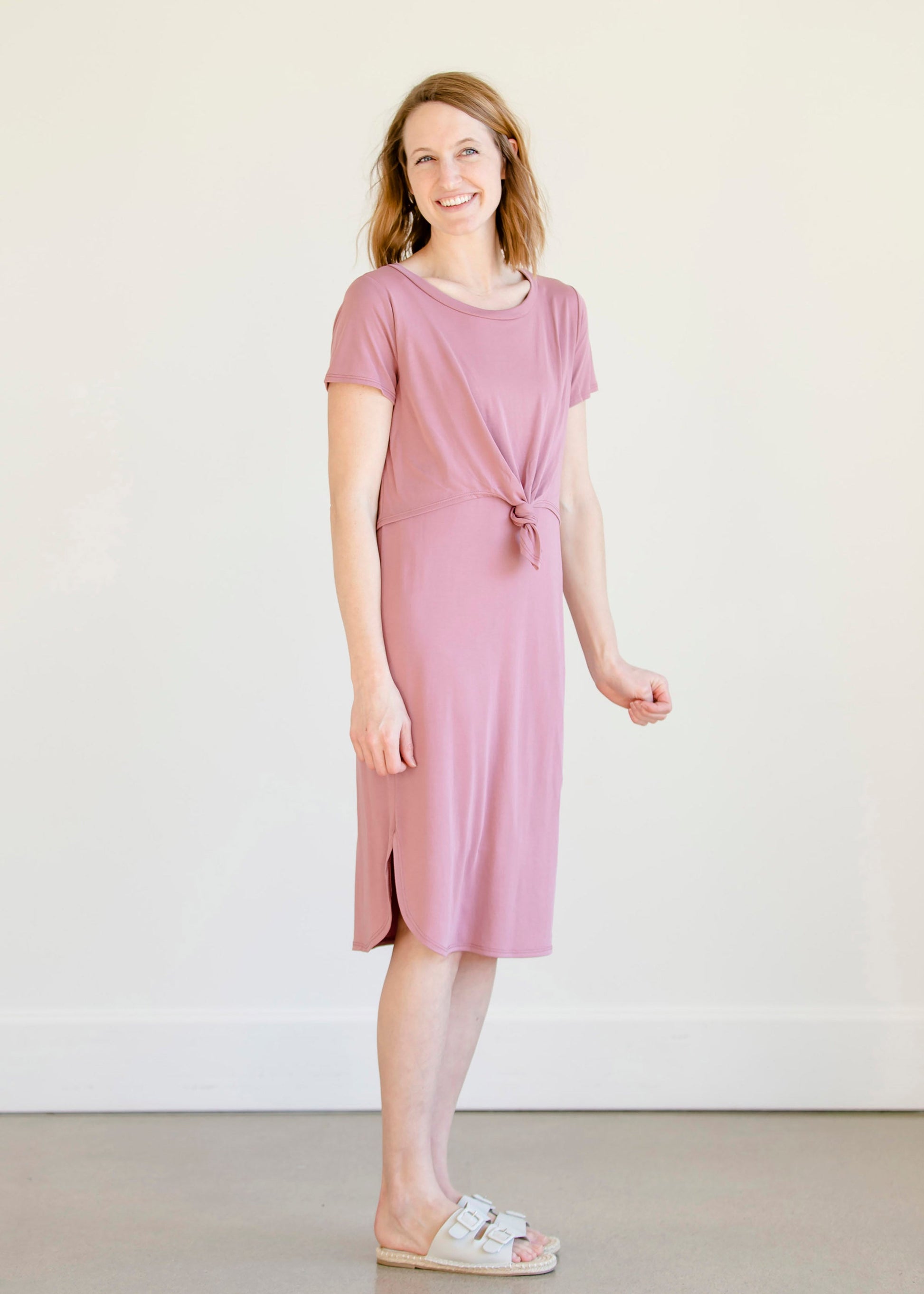 Mauve Front Knot Midi Dress - FINAL SALE Dresses