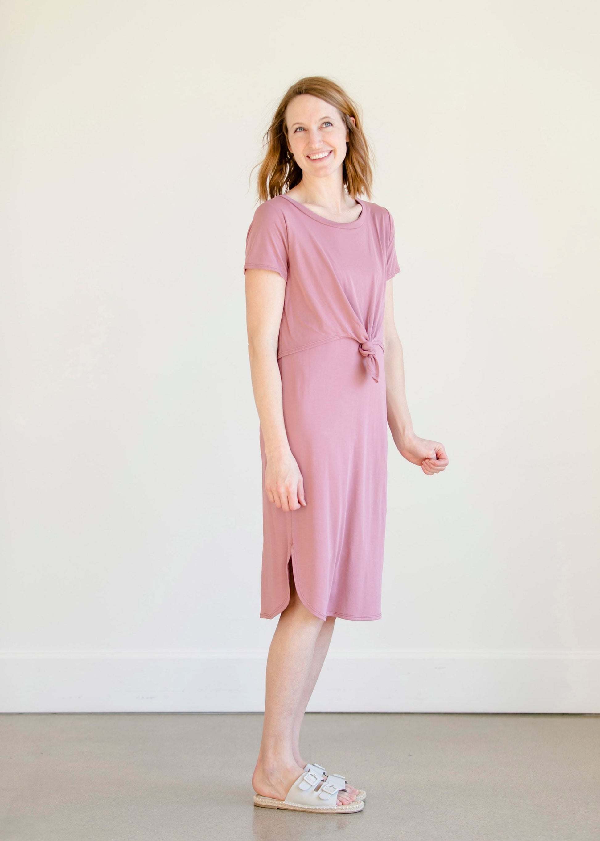 Mauve Front Knot Midi Dress - FINAL SALE Dresses