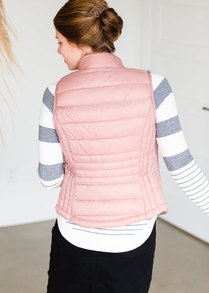 Mauve Packable Puffer Vest Shirt