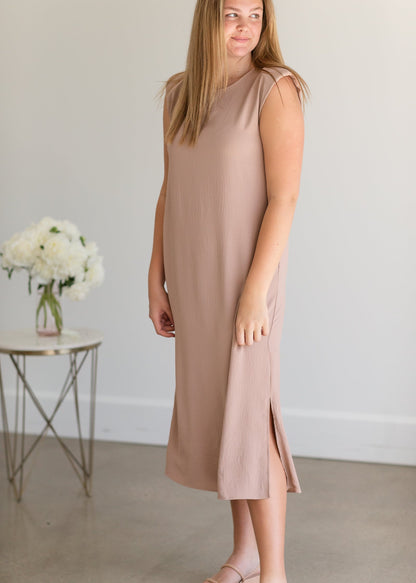 Mauve Shoulder Pad Sleeveless Maxi Dress - FINAL SALE Dresses