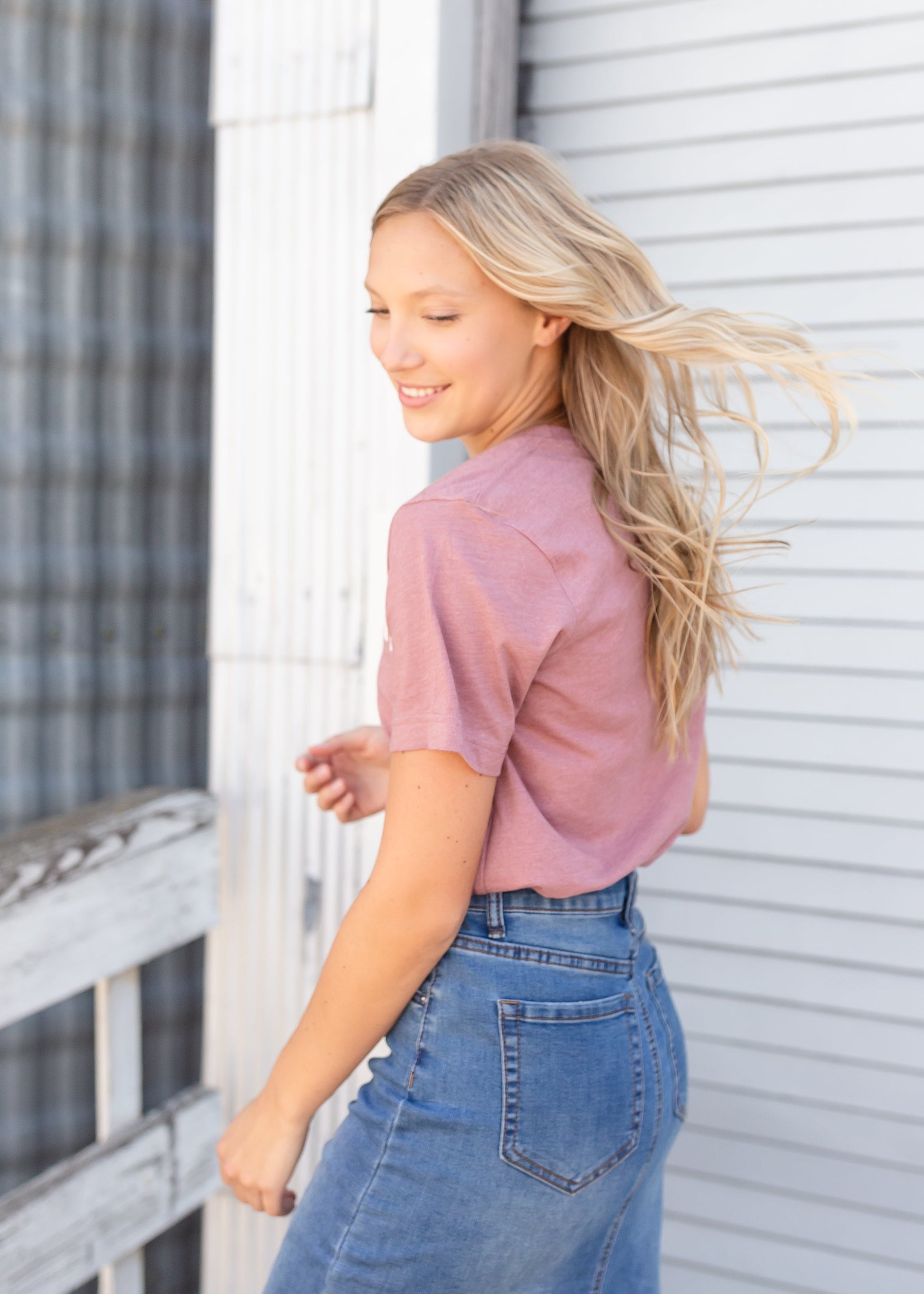 Mauve Small Town USA T-shirt Tops