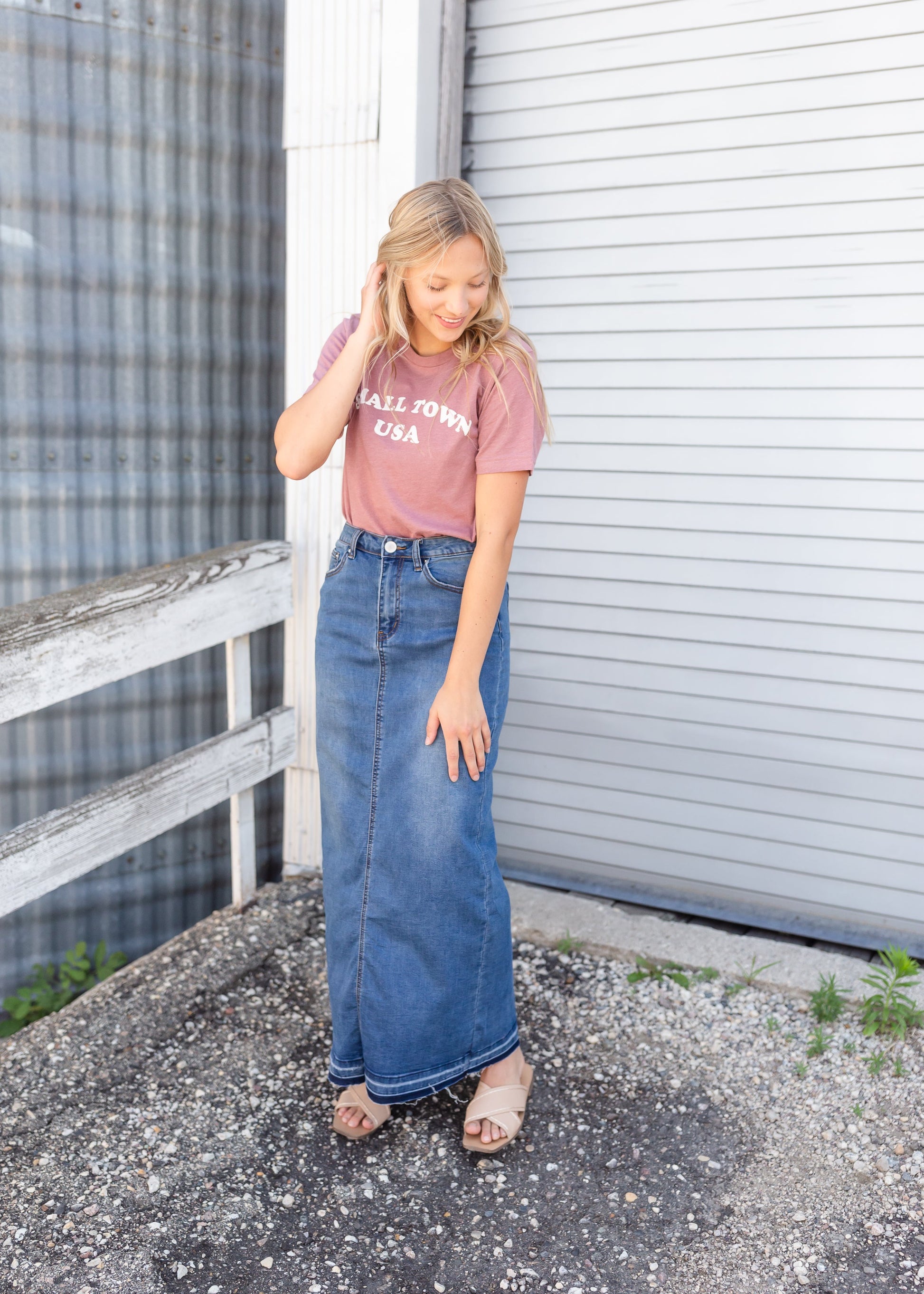 Mauve Small Town USA T-shirt Tops