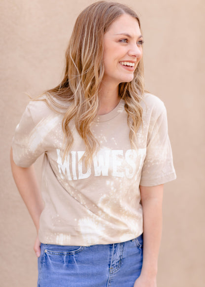 Midwest Bleached Graphic Tee Tops