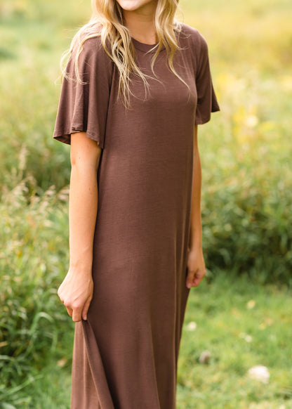 Mocha Bell Sleeve T-Shirt Dress - FINAL SALE Dresses