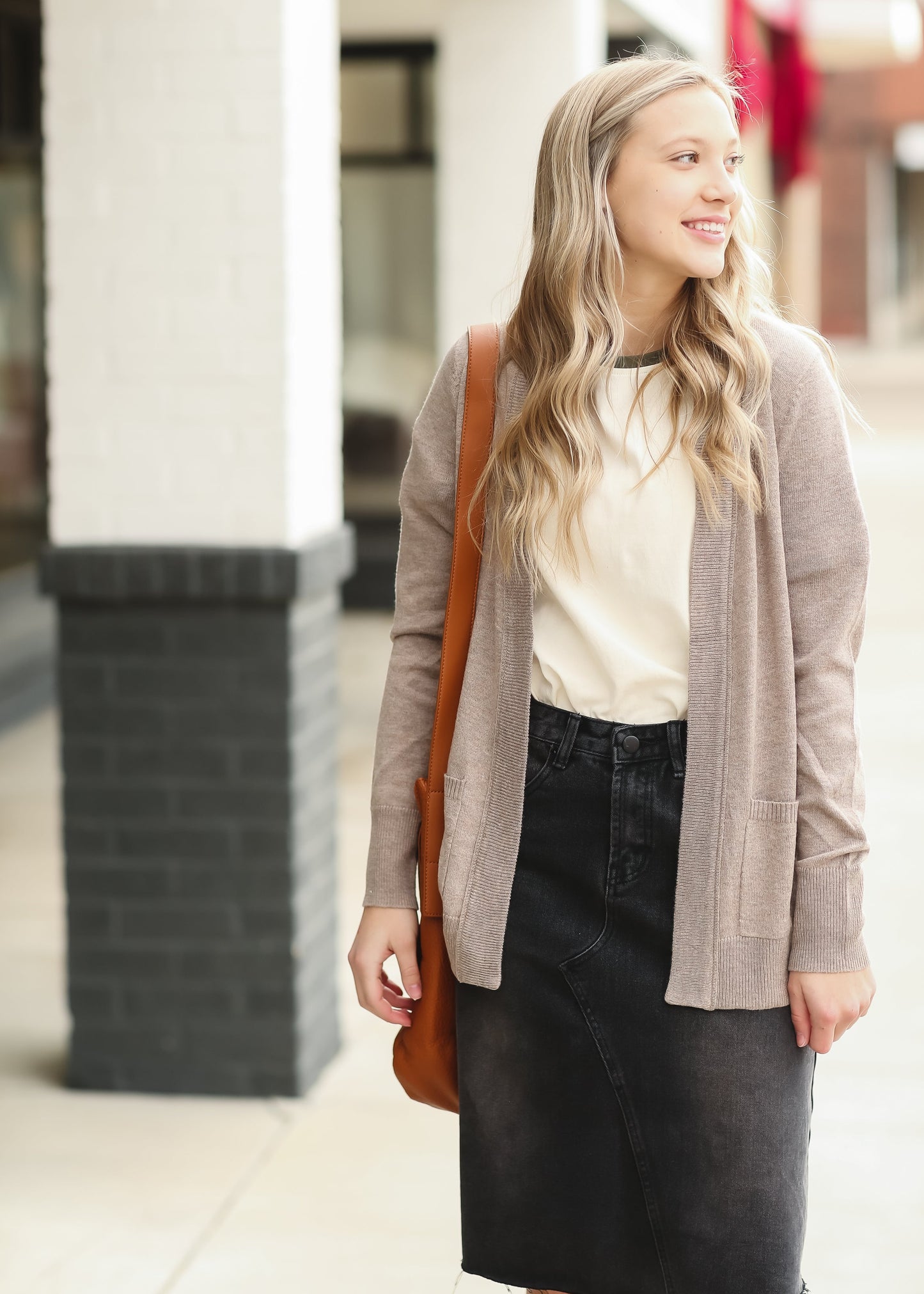 Mocha Long Sleeve Wool-Like Cardigan - FINAL SALE Tops