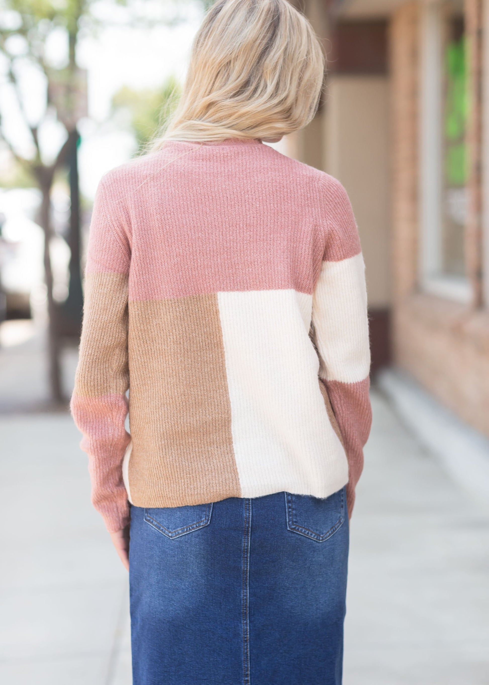 Mock Neck Mauve Sweater Tops