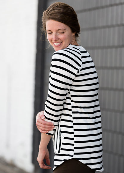 Multi Striped 3/4 Sleeve Top - FINAL SALE Tops