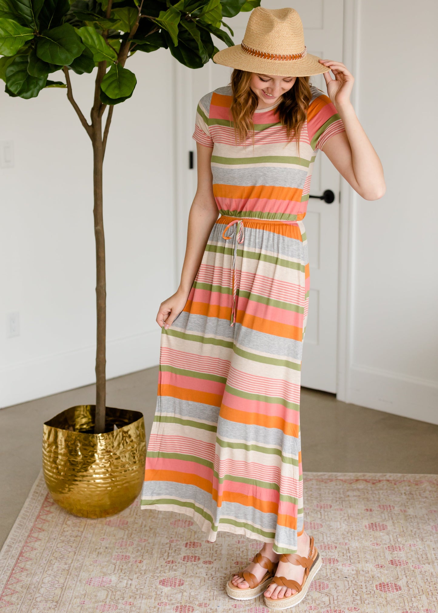 Multi Striped Tie Waist Maxi Dress - FINAL SALE Dresses