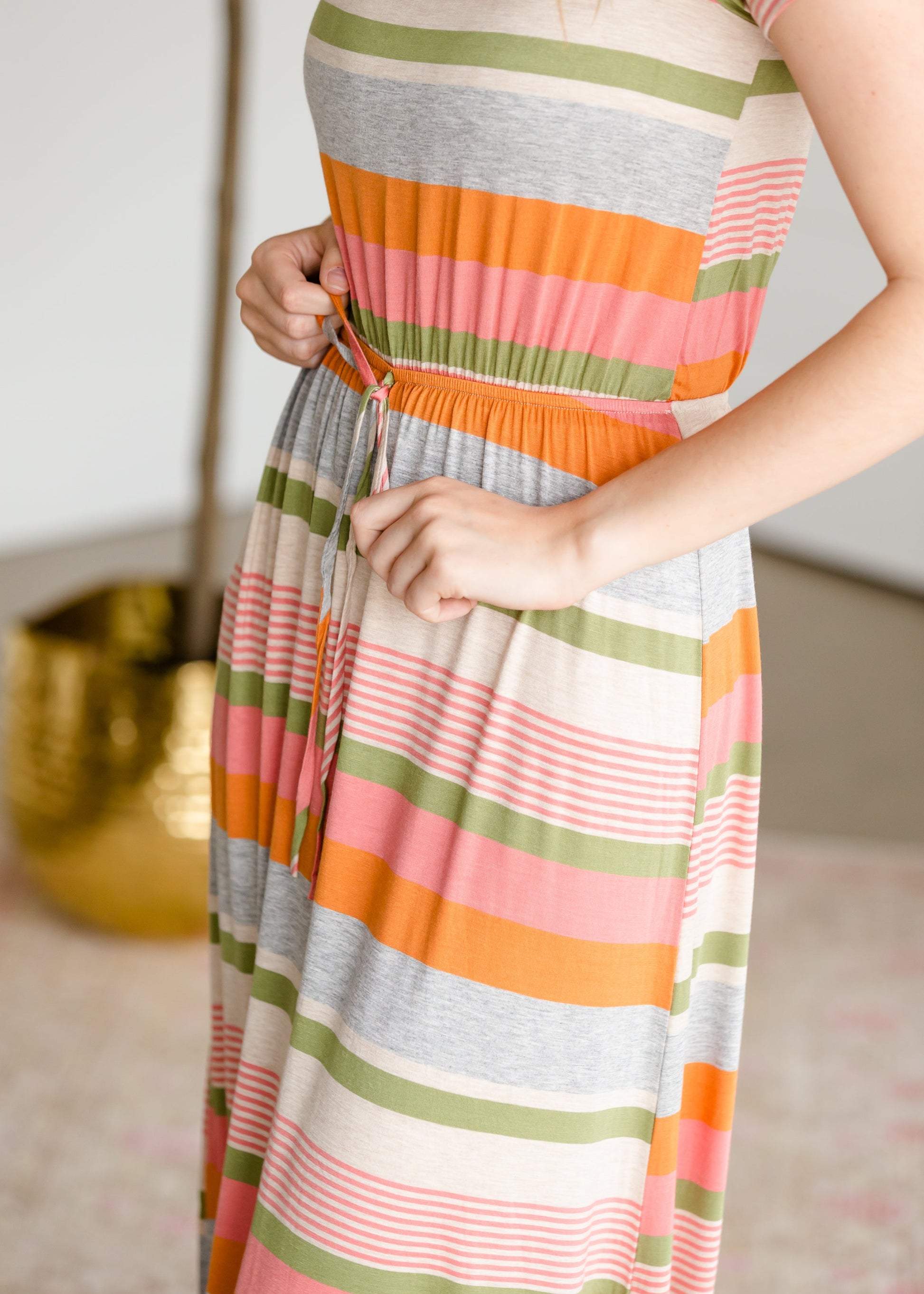 Multi Striped Tie Waist Maxi Dress - FINAL SALE Dresses