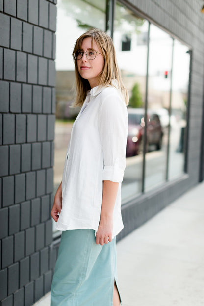 Button up 100% cotton ivory top