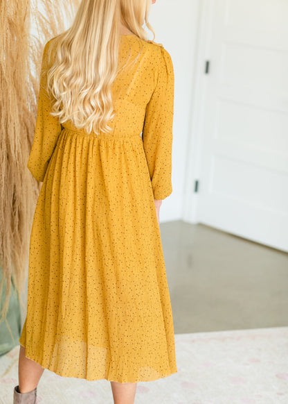 Mustard Button Front Ruffle Maxi Dress - FINAL SALE Dresses