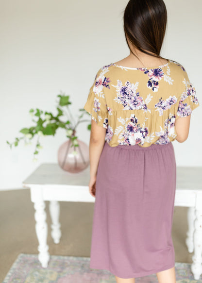 Mustard Floral Flowy Top - FINAL SALE Tops