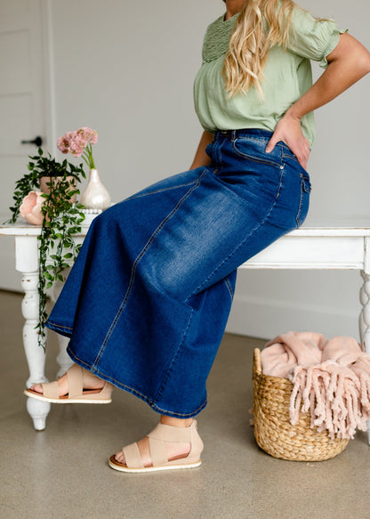 Naomi Medium Wash Long Denim Skirt - FINAL SALE Skirts