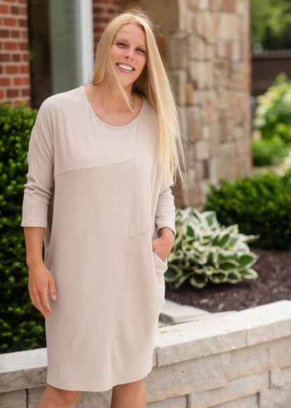 Natural Ribbed Tunic Midi Dress - FINAL SALE Dresses