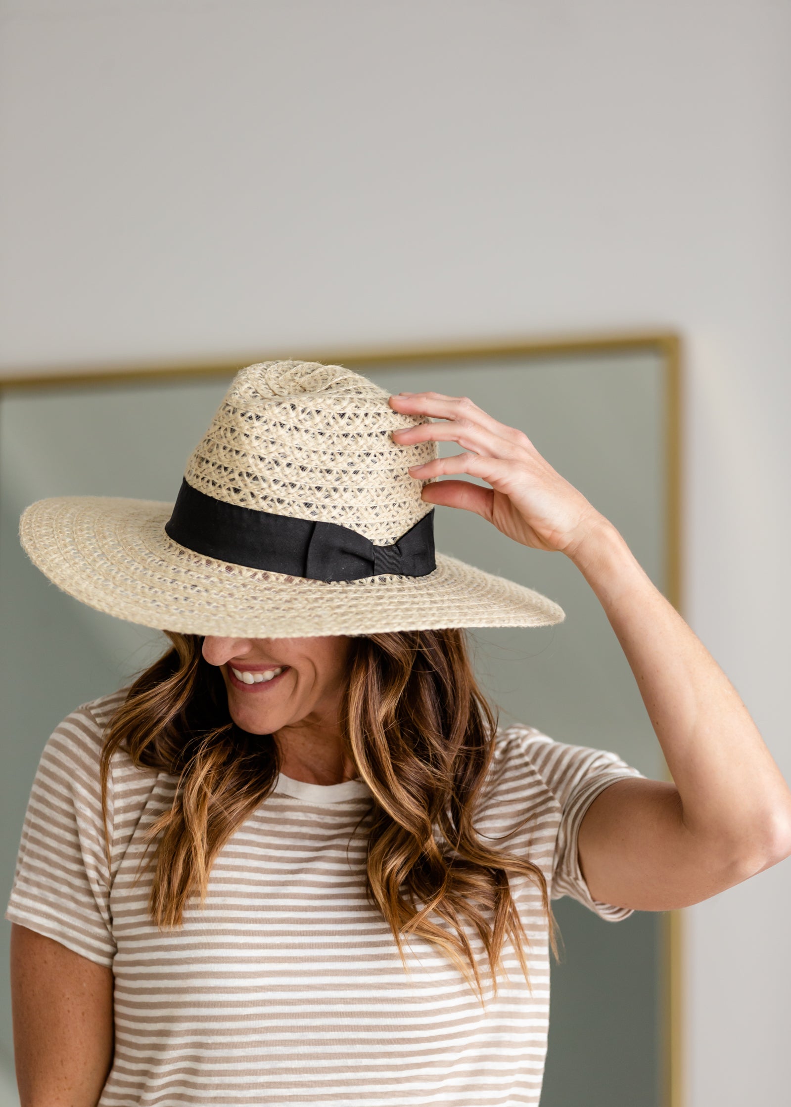 Natural Woven Hat With Ribbon Detail Accessories Fame