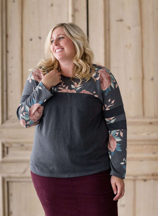 Women's modest plus size floral sweatshirt