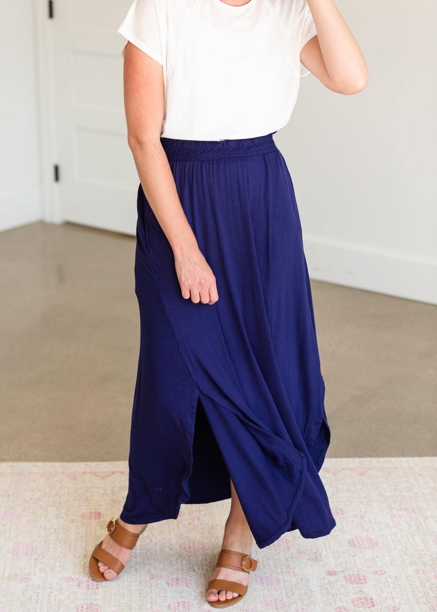 Navy Blue Jersey Maxi Skirt - FINAL SALE Skirts