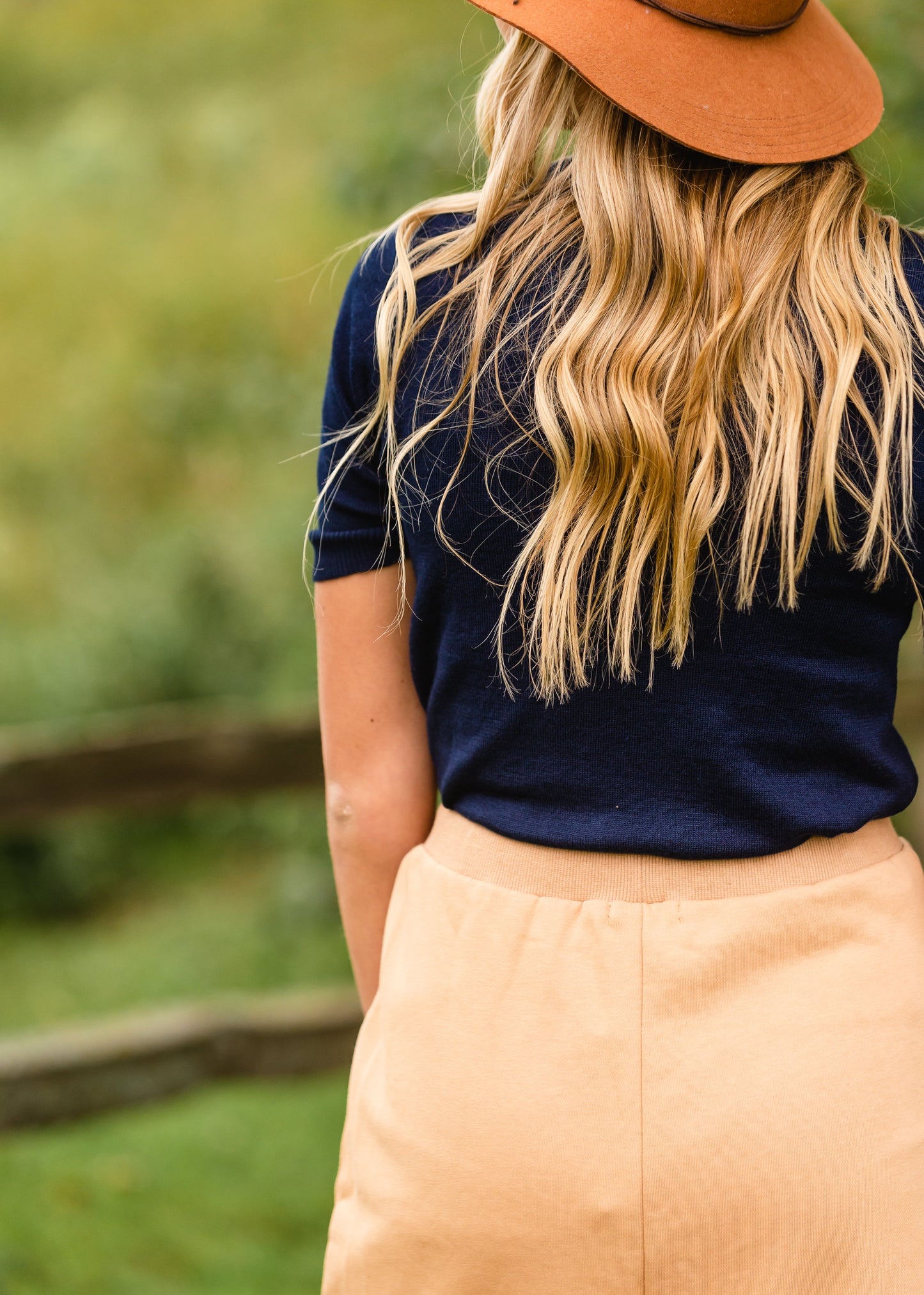 Navy Embroidered Short Sleeve Sweater Top - FINAL SALE Tops