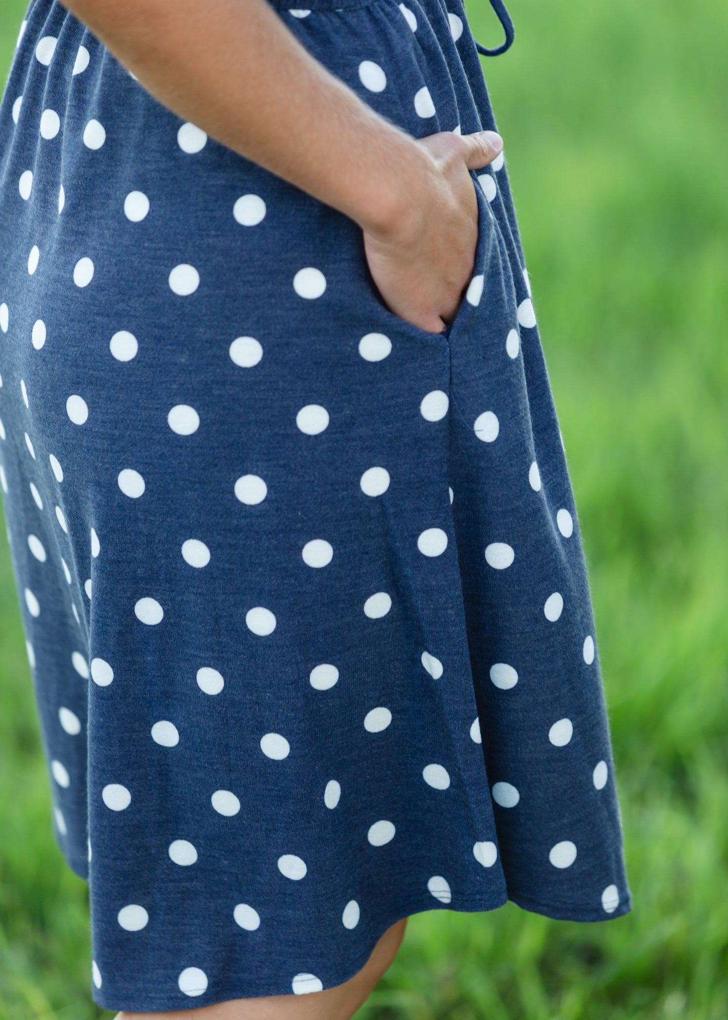 Navy French Terry Polka Dot Midi Dress - FINAL SALE Dresses