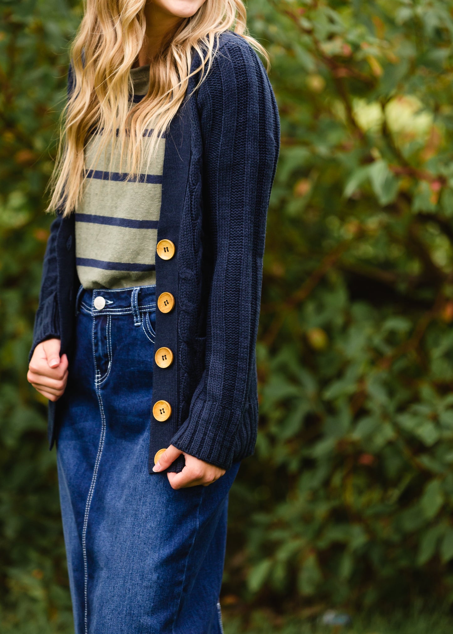 Navy Knitted Cardigan Jacket - FINAL SALE Tops