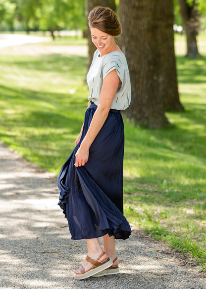 Navy Pleated High Waist Skirt - FINAL SALE Skirts