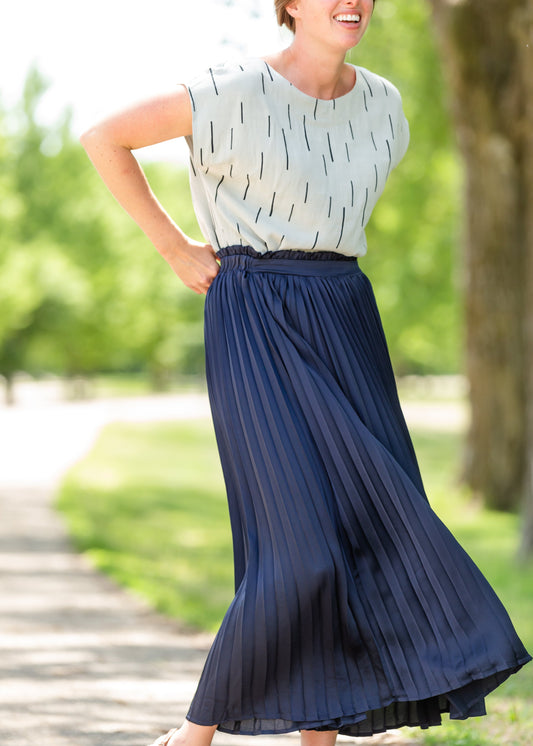 Navy Pleated High Waist Skirt - FINAL SALE Skirts