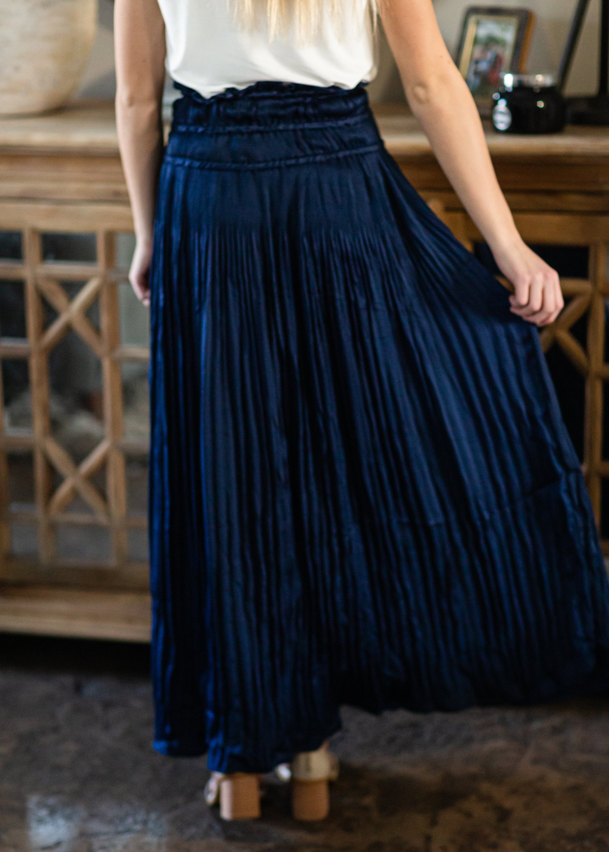 Navy Pleated Maxi Skirt - FINAL SALE Skirts