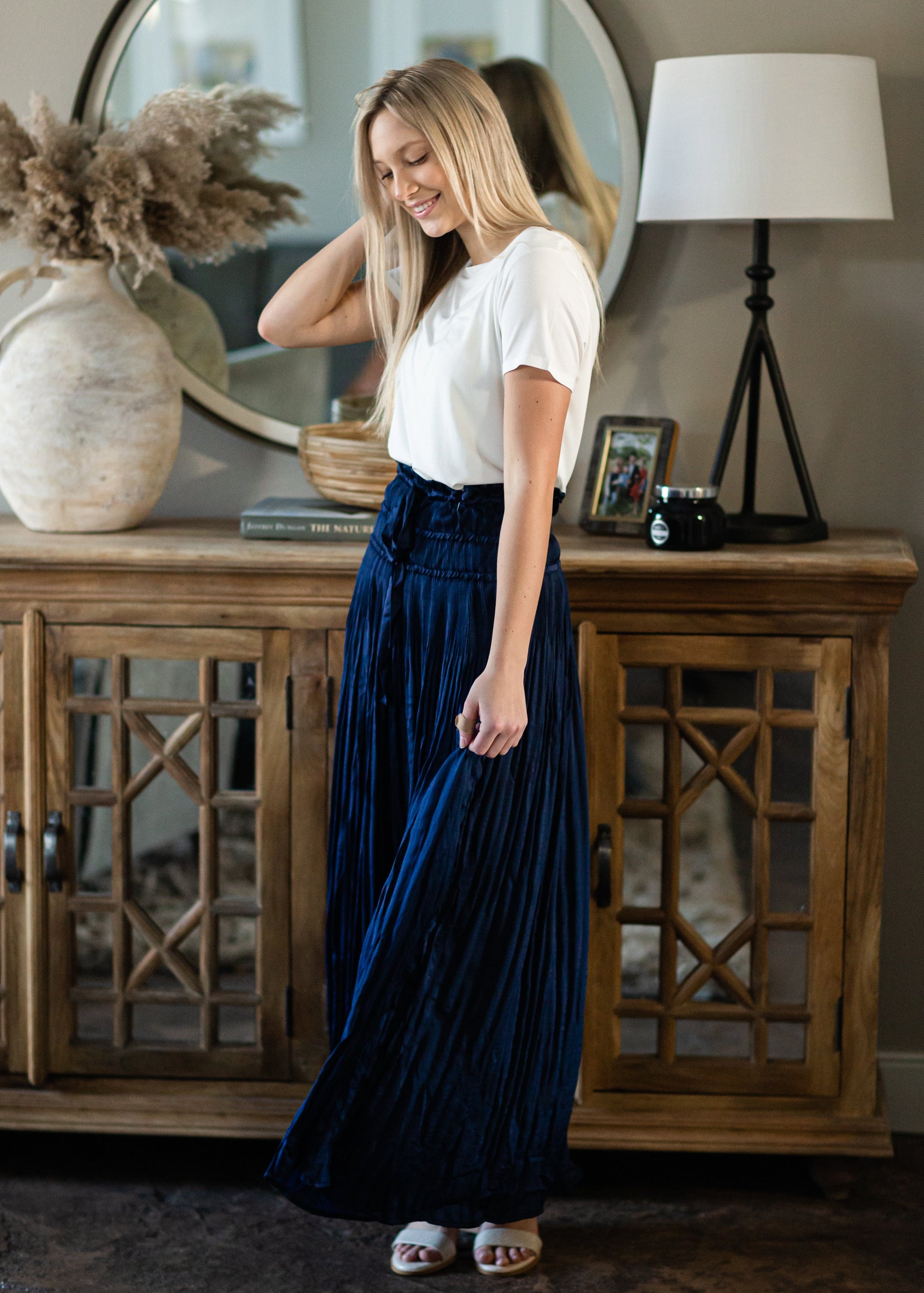 Navy Pleated Maxi Skirt - FINAL SALE Skirts